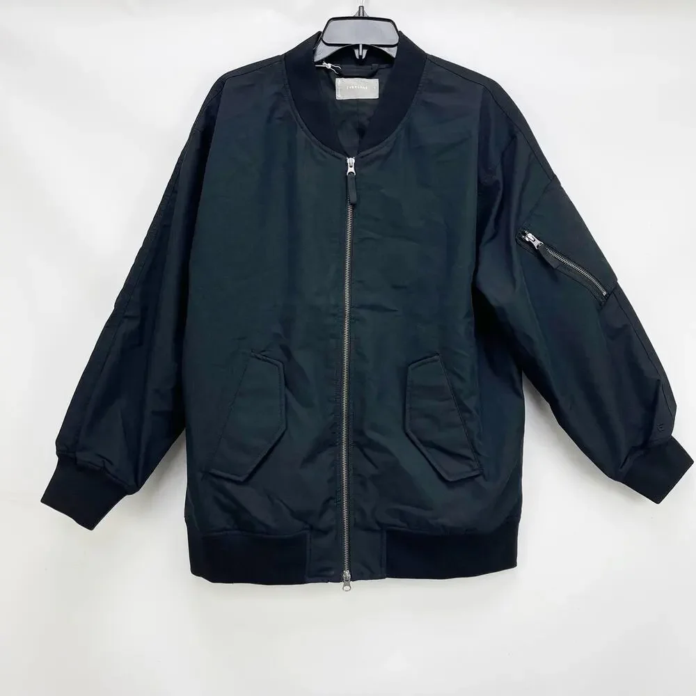 Everlane Womens Cotton Bomber Jacket Medium Black - Picture 4 of 9
